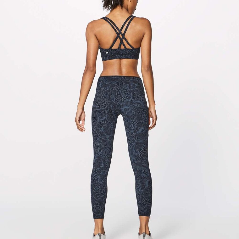 Worn 1x! Like new Lululemon Run On Tight / leggings, 25" pockets navy blue black